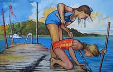 two girls at the beach of Lögten